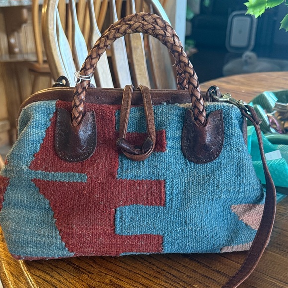Vintage Blue and Red Women's wool  Bag - Picture 1 of 6